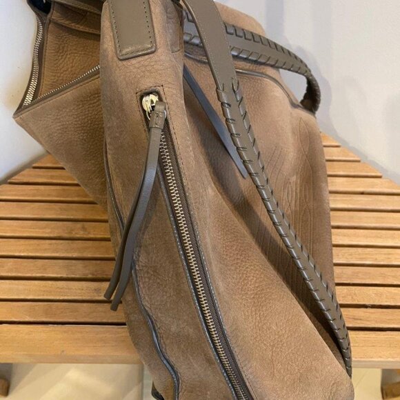 All Saints Leather Suede Handbag Backpack Hybrid Large with Woven Straps - Picture 4 of 12